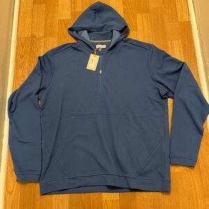 Peter Millar Men’s Grid Performance Half-Zip Hoodie — Sailor Blue, Size L, New